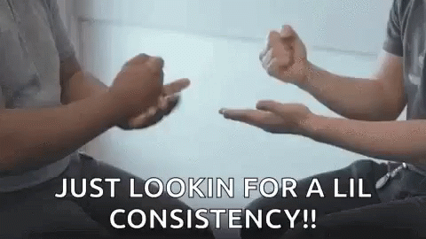 Two Men Playing Rock Paper Scissors Looking For Consistency GIF