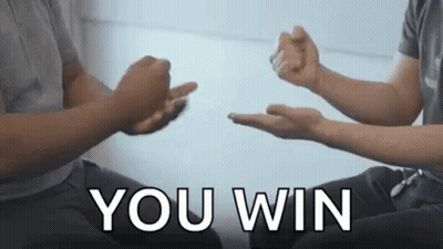 Two Men Playing Rock Paper Scissors Saying You Win GIF