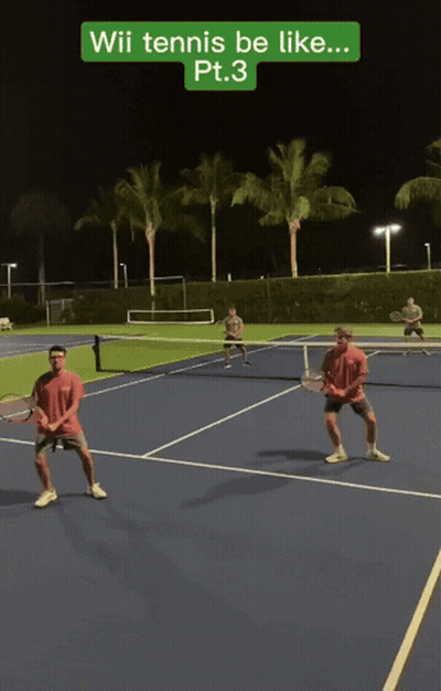 Two Men Playing Tennis Wii Tennis Be Like Pt.3 GIF