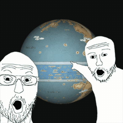 Two Men Pointing At Pacific Ocean Globe GIF