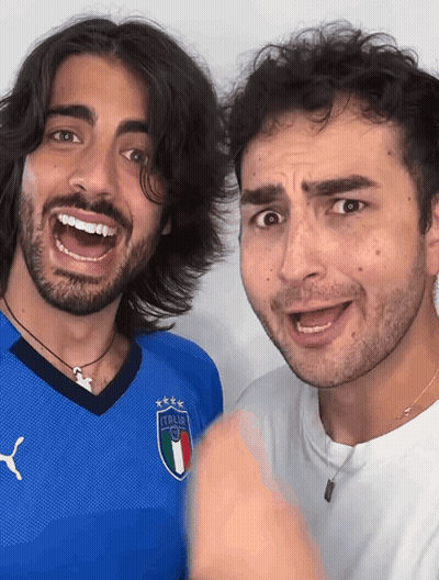 Two Men Posing With Italia Shirt GIF