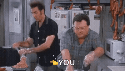 Two Men Preparing Food In Kitchen GIF
