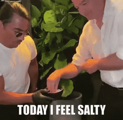 Two Men Preparing Food Saying Today I Feel Salty GIF