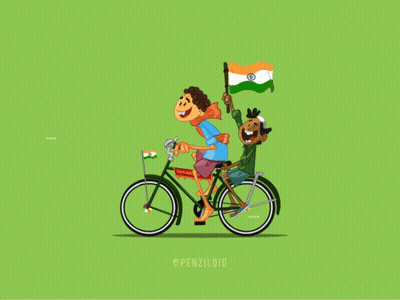 Two Men Riding Bike Happy Independence Day GIF