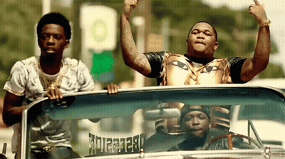 Two Men Riding Car One Wearing Ice Cube Shirt GIF