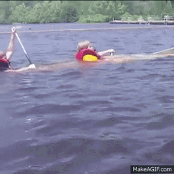 Two Men Row The Boat While Sinking GIF