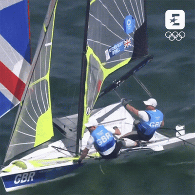 Two Men Sailing Boat Saying GBR GIF