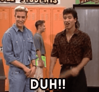 Two Men Saying Duh GIF