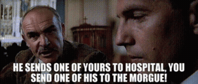 Two Men Saying He Sends One Of Yours To Hospital GIF