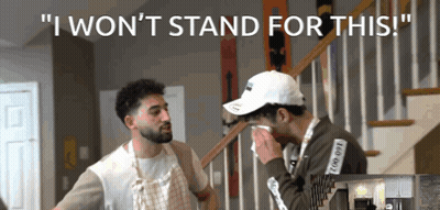 Two Men Saying I Won't Stand For This GIF