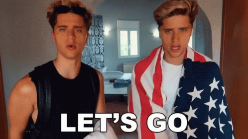 Two Men Saying Let's Go GIF