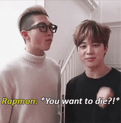 Two Men Saying Rapmon You Want To Die GIF