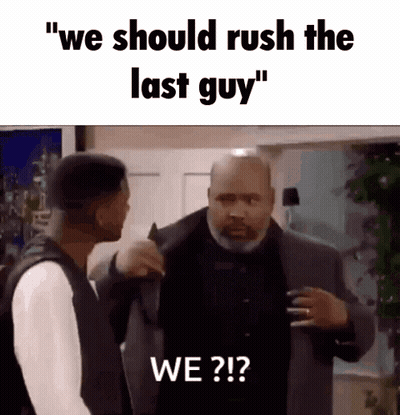 Two Men Saying We Should Rush The Last Guy GIF