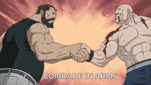 Two Men Shaking Hands Comrade In Arms GIF