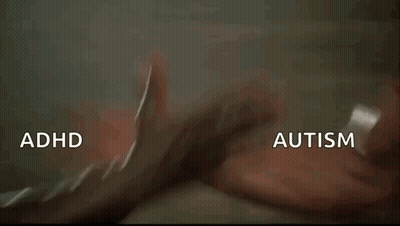 Two Men Shaking Hands With ADHD And Autism On Arms GIF