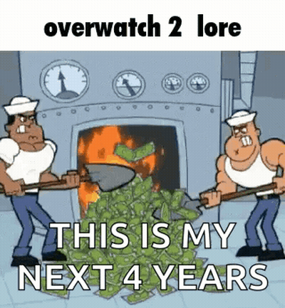 Two Men Shoveling Money Into Fireplace GIF