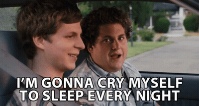 Two Men Sitting In A Car With The Caption I 'M Gonna Cry Myself To Sleep Every Night GIF