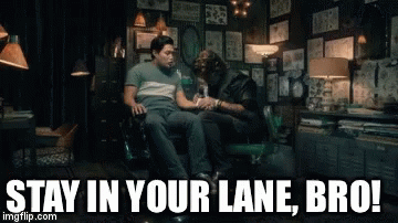 Two Men Sitting In Chair Stay In Your Lane Bro GIF
