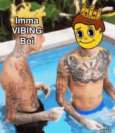 Two Men Sitting In Pool Imma Vibing Boi GIF