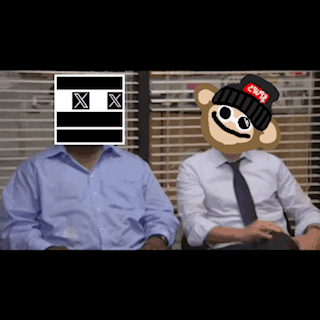 Two Men Sitting Next To Each Other With One Wearing A Hat That Says ' Supreme ' On It GIF