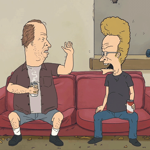 Two Men Sitting On Couch One Holding Can Of Soda GIF