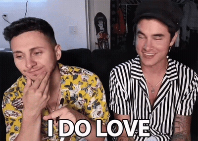 Two Men Sitting On Couch, One Pointing I Do Love GIF