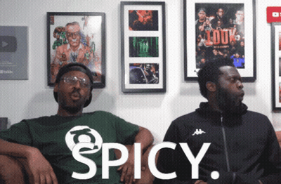 Two Men Sitting On Couch Spicy GIF