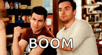 Two Men Sitting With Crossed Arms And Boom GIF