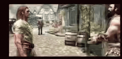 Two Men Standing And Talking In Video Game GIF