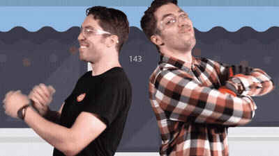 Two Men Standing Beside Number 143 GIF