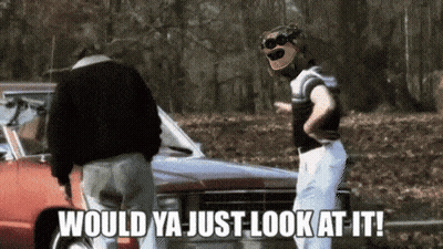 Two Men Standing By Car Saying Would Ya Just Look At It GIF