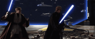 Two Men Standing In Dark Room GIF