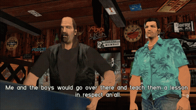 Two Men Standing In Front Of Poo Ligh Sign GIF