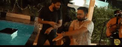 Two Men Standing In Front Of Swimming Pool Anchor Ravi GIF