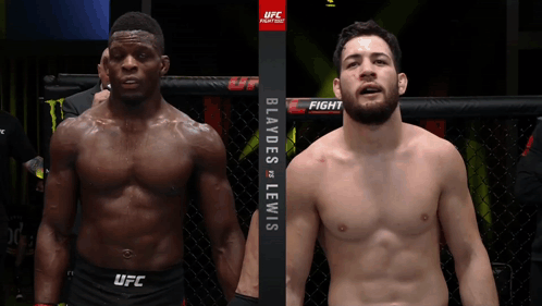 Two Men Standing In UFC Cage GIF