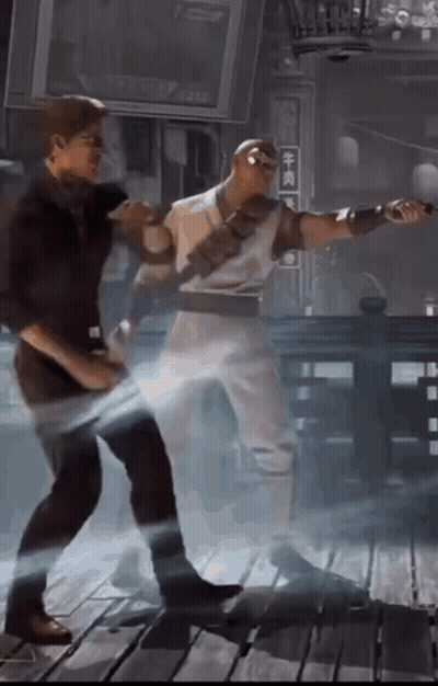 Two Men Standing Near Beef Sign GIF