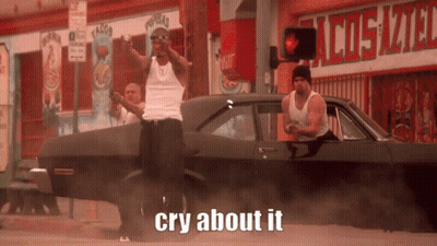 Two Men Standing Next To Car Saying Cry About It GIF