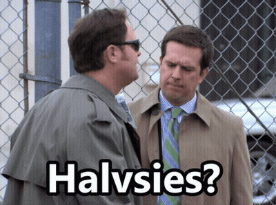 Two Men Standing Next To Each Other Halvsies GIF