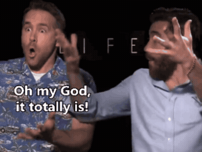 Two Men Standing Next To Each Other Saying Oh My God It Totally Is GIF