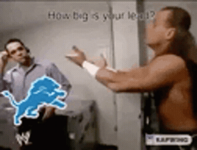 Two Men Standing Next To Each Other With Lion Chest Picture GIF