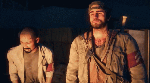 Two Men Standing Next To Each Other With One Wearing A Hat GIF