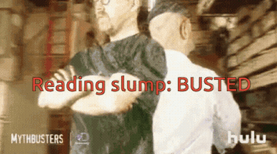 Two Men Standing Next To Each Other With The Words Reading Slump Busted GIF
