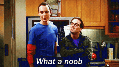 Two Men Standing Next To Each Other With The Words What A Noob On The Bottom GIF