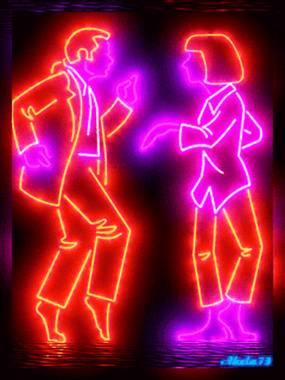Two Men Standing Next To Peter The Mischief Maker Poster GIF