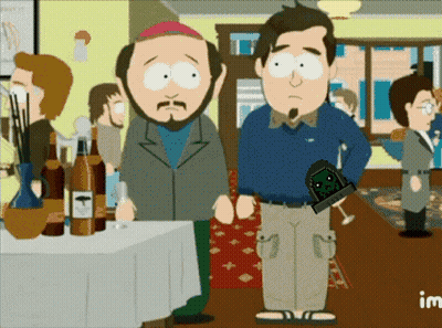 Two Men Standing Next To Wine Bottles GIF