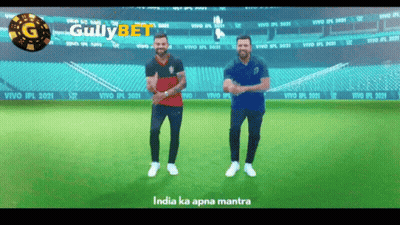 Two Men Standing On A Field With The Words India Ka Apna Mantra GIF