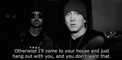 Two Men Standing One Saying Otherwise I'll Come To Your House GIF