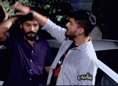 Two Men Standing, One With Crusha Sticker GIF