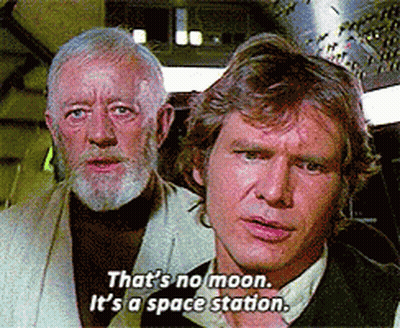 Two Men Standing Saying That's No Moon It's A Space Station GIF