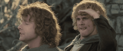 Two Men Standing Saying What Are You Doing GIF